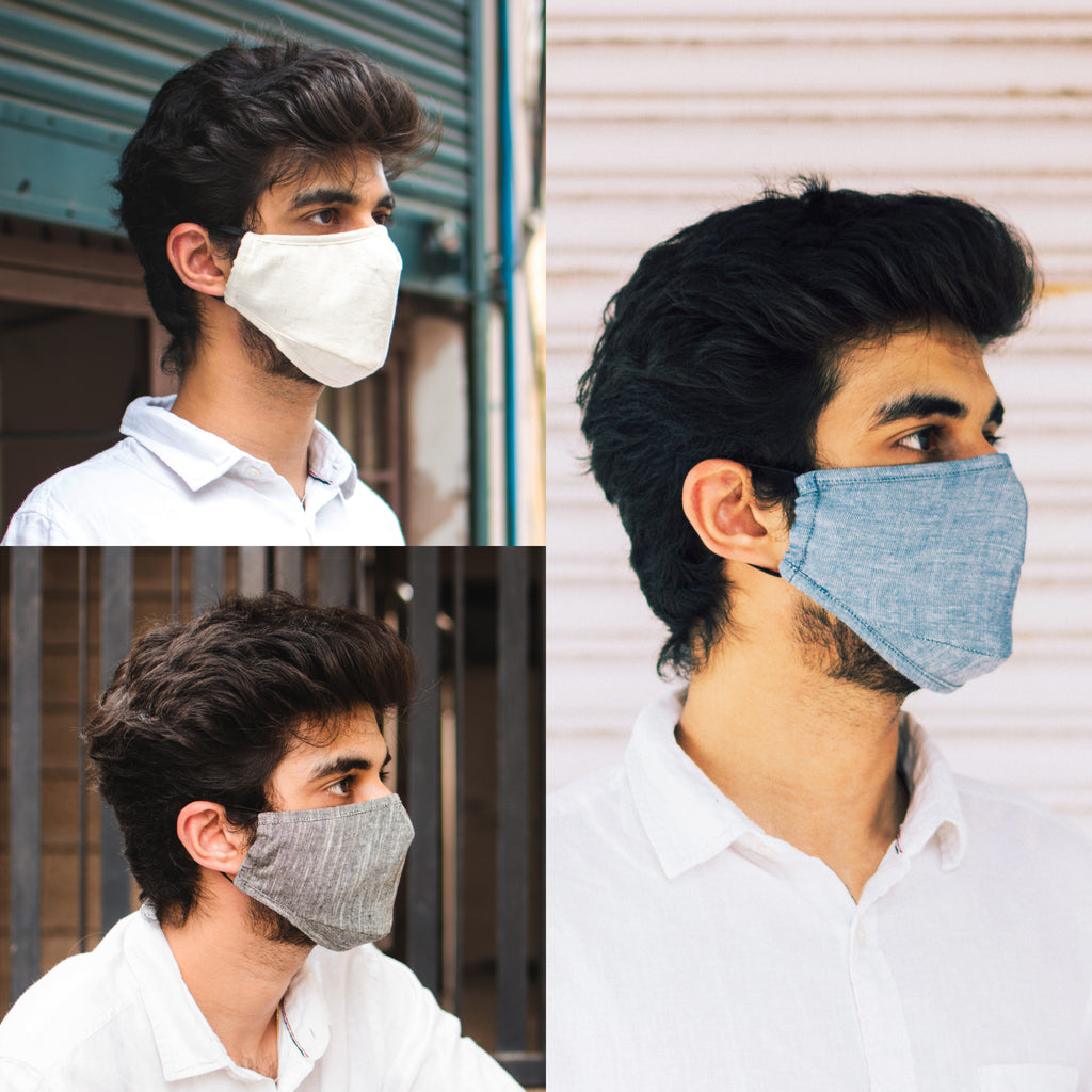 Unisex Formal Cotton Face Mask : Pack Of 3